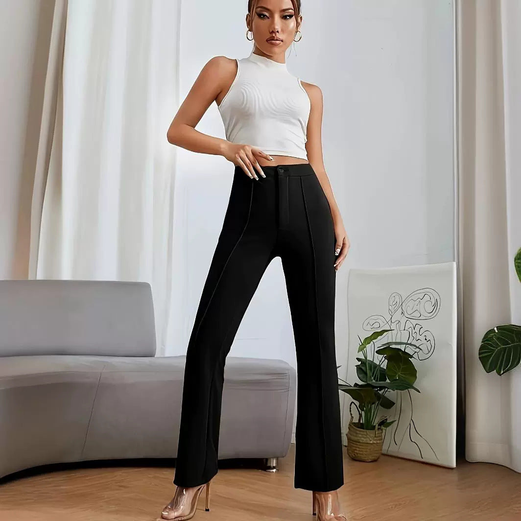 Hip Raise Slimming Waistband Straight Pants