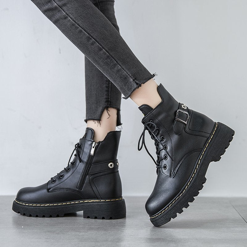 British style Martin boots women thick-soled Harajuku black short boots