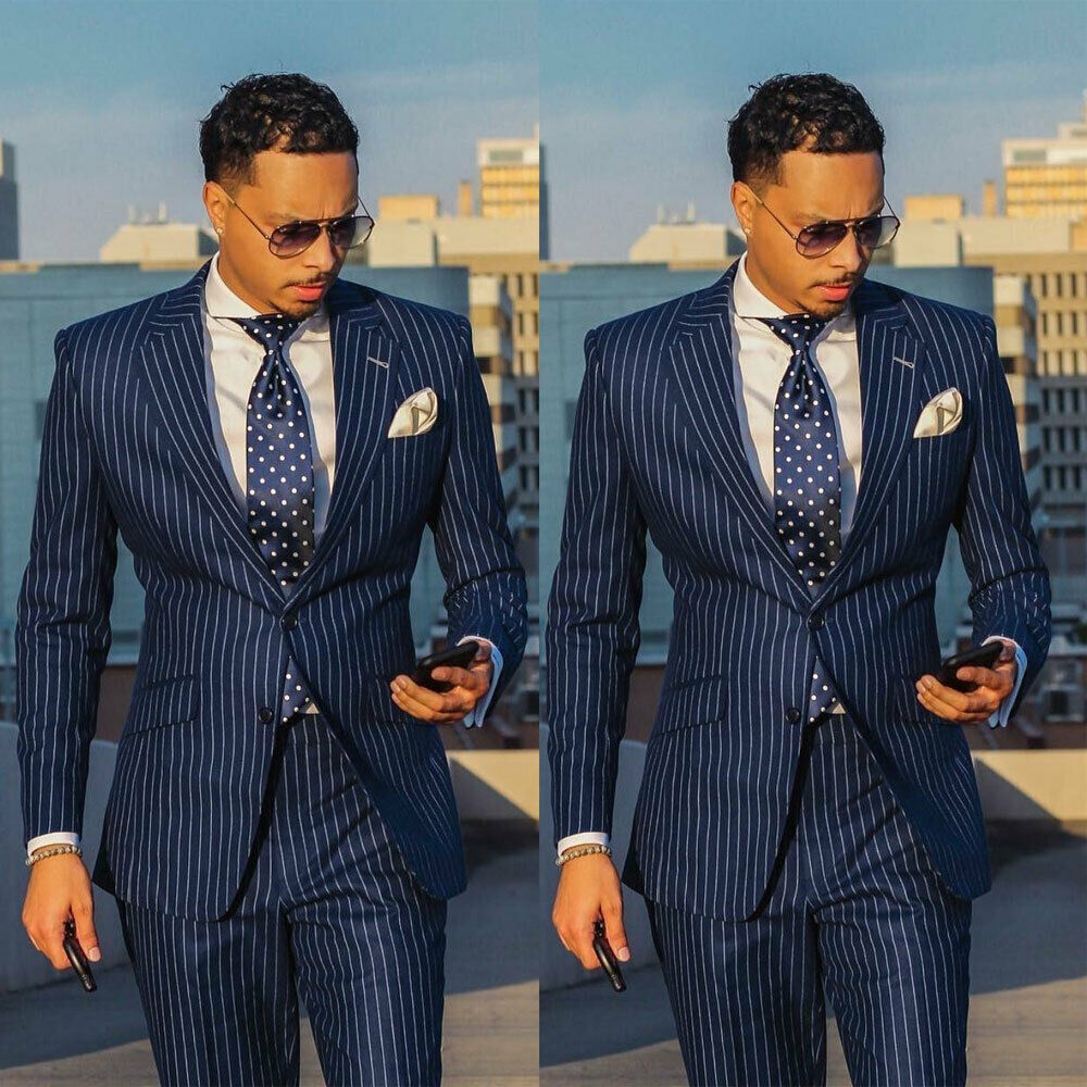 Men's Striped Business Three-Piece Suit