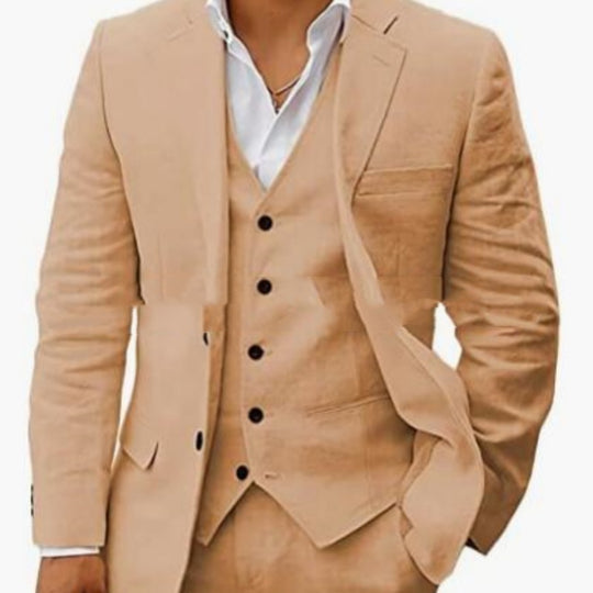 Linen Business Casual Suit Men's Six-piece Set Suit