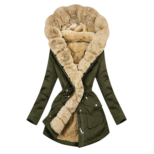 Women's Thermal Fur Collar Hooded Jacket