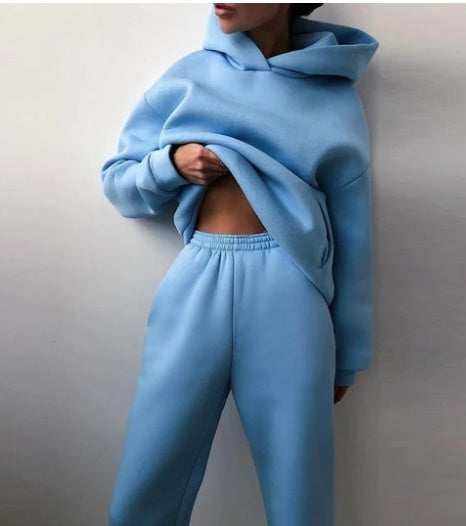 Women's Casual Hooded Sweater Two-piece Tracksuit