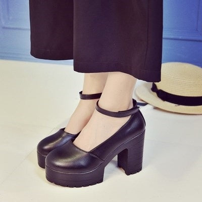 Thick Ankle Strap Heel Platforms