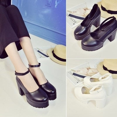 Thick Ankle Strap Heel Platforms