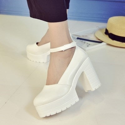 Thick Ankle Strap Heel Platforms