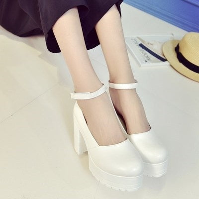 Thick Ankle Strap Heel Platforms