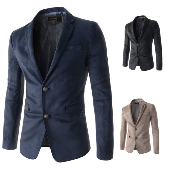 Suede men's casual suit