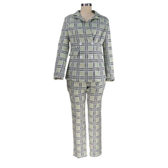 Women's Elegant Slim Plaid Business Suit