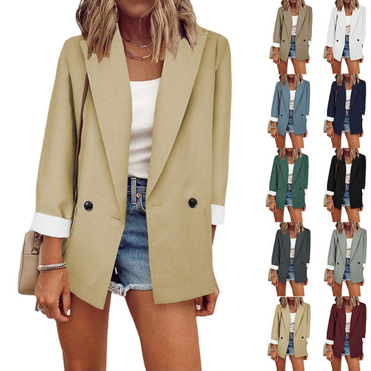 Women's Solid Color Small Suit One Piece Long Sleeve Spring And Autumn Blazer