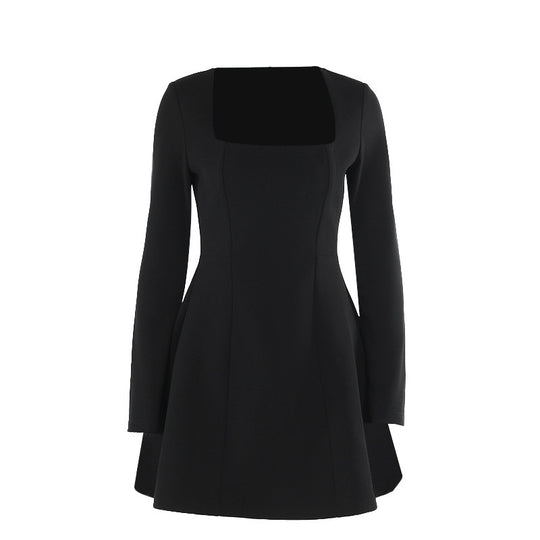 Women's Clothing Slim Fit Square Collar Long Sleeve Dress Women