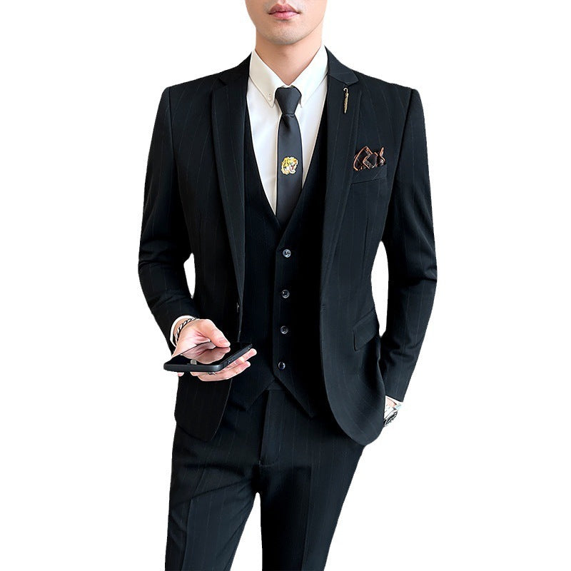 Striped Men's Elegant Three-piece Suit