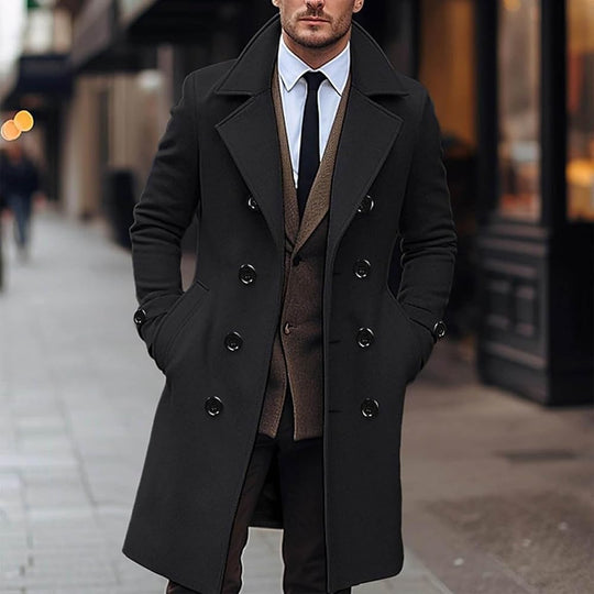 Men's Double-breasted Ni Trench Coat Long Fashion Slim Casual Coat