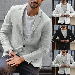 Cotton and linen solid color casual suit jacket