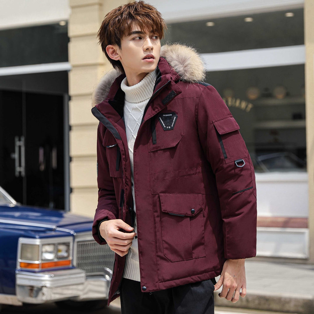 Men's Thick Hooded Fur Collar Detachable Jacket