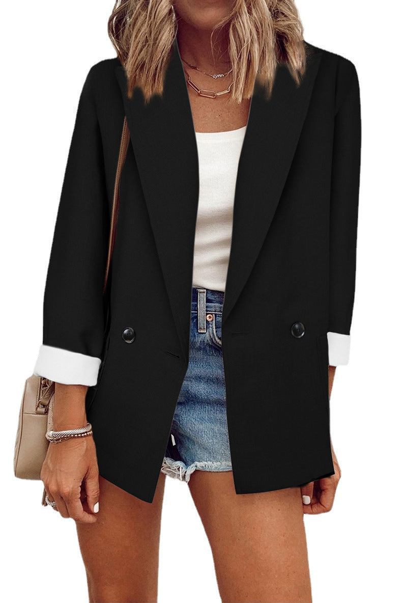 Women's Solid Color Small Suit One Piece Long Sleeve Spring And Autumn Blazer