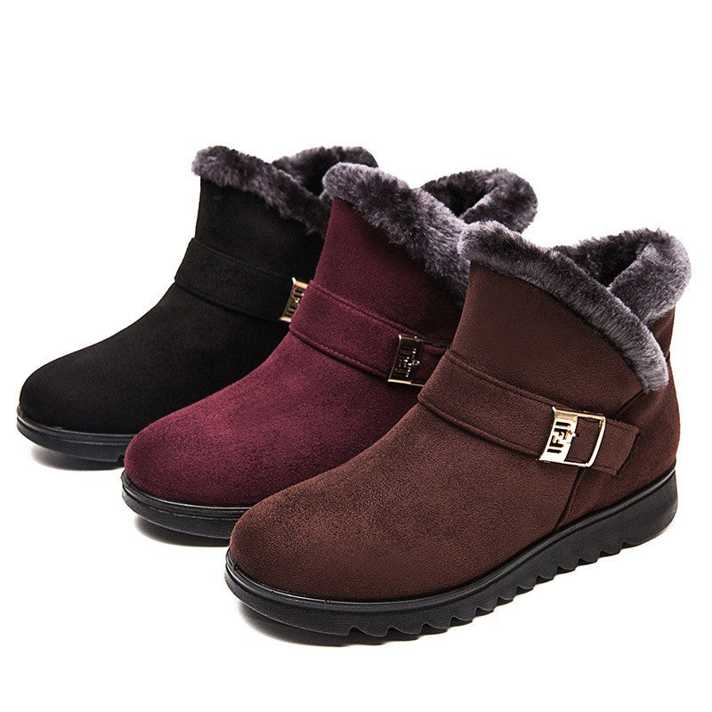 Winter Boots Women Warm Plush Snow Boots Zipper Comfort Flats Shoes