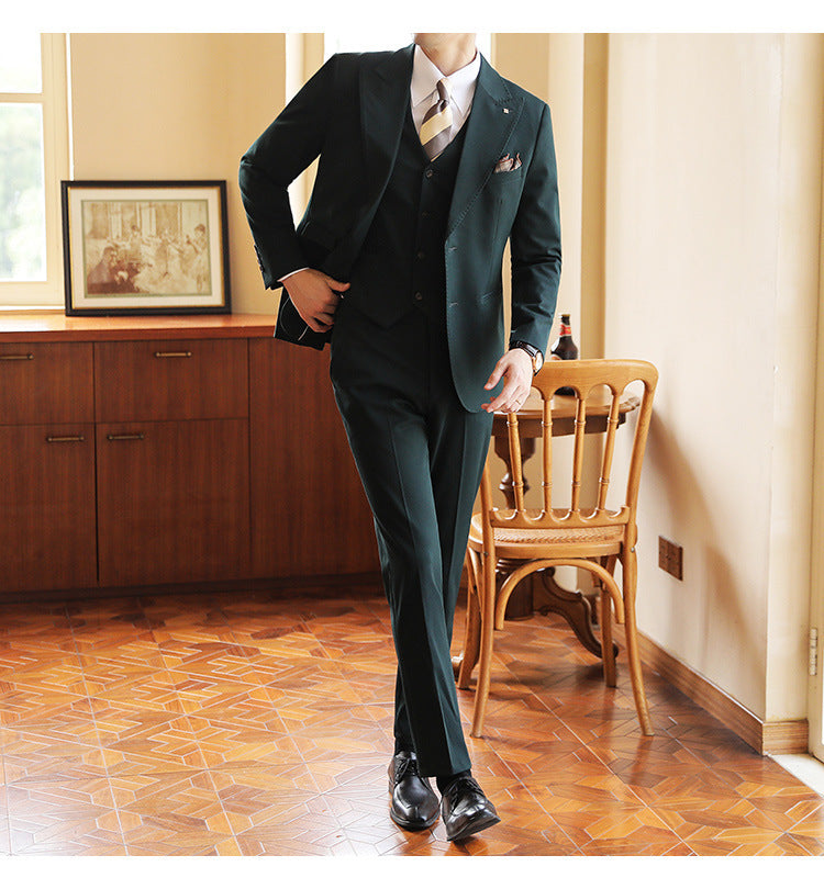 High-end Wedding Bridegroom Closure Collar Three-piece Suit