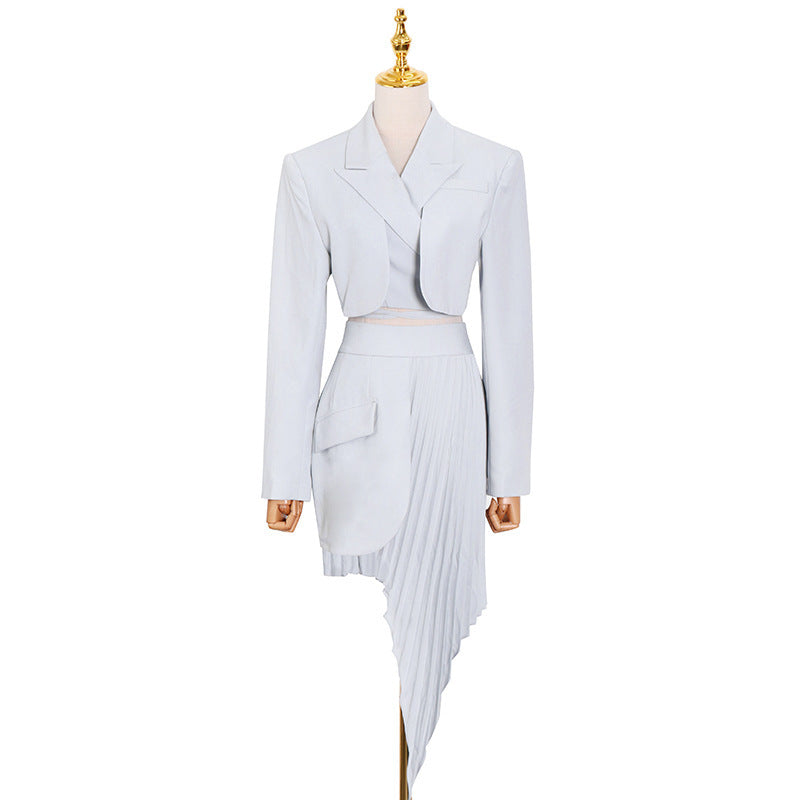 Suit Beveled Pleated Skirt Suit