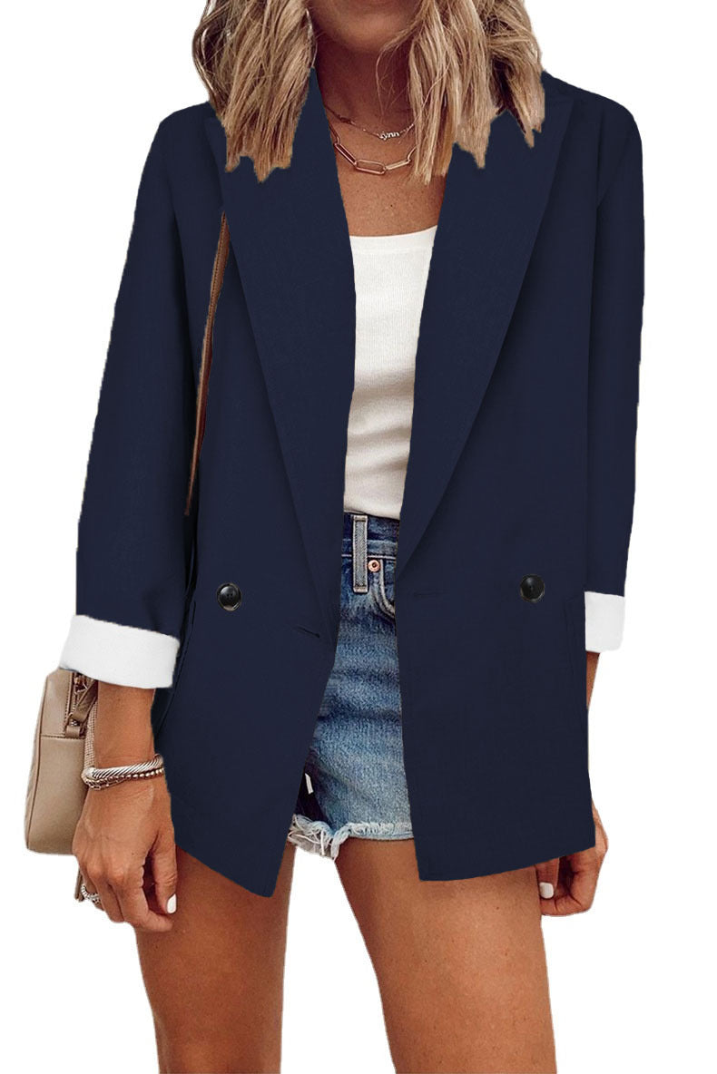 Women's Solid Color Small Suit One Piece Long Sleeve Spring And Autumn Blazer