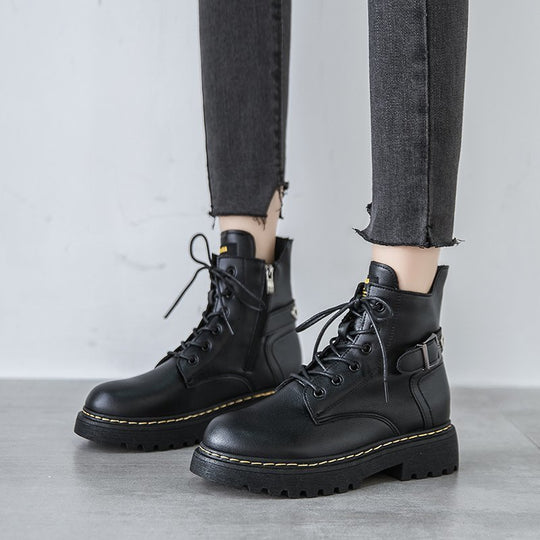 British style Martin boots women thick-soled Harajuku black short boots