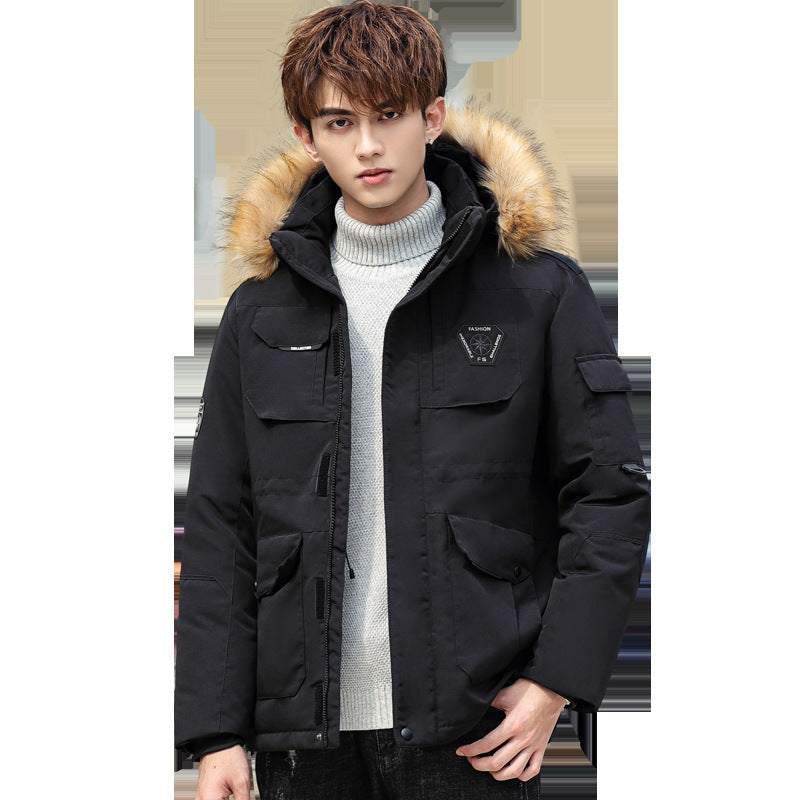 Men's Thick Hooded Fur Collar Detachable Jacket