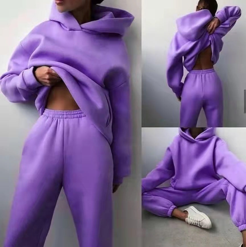 Women's Casual Hooded Sweater Two-piece Tracksuit