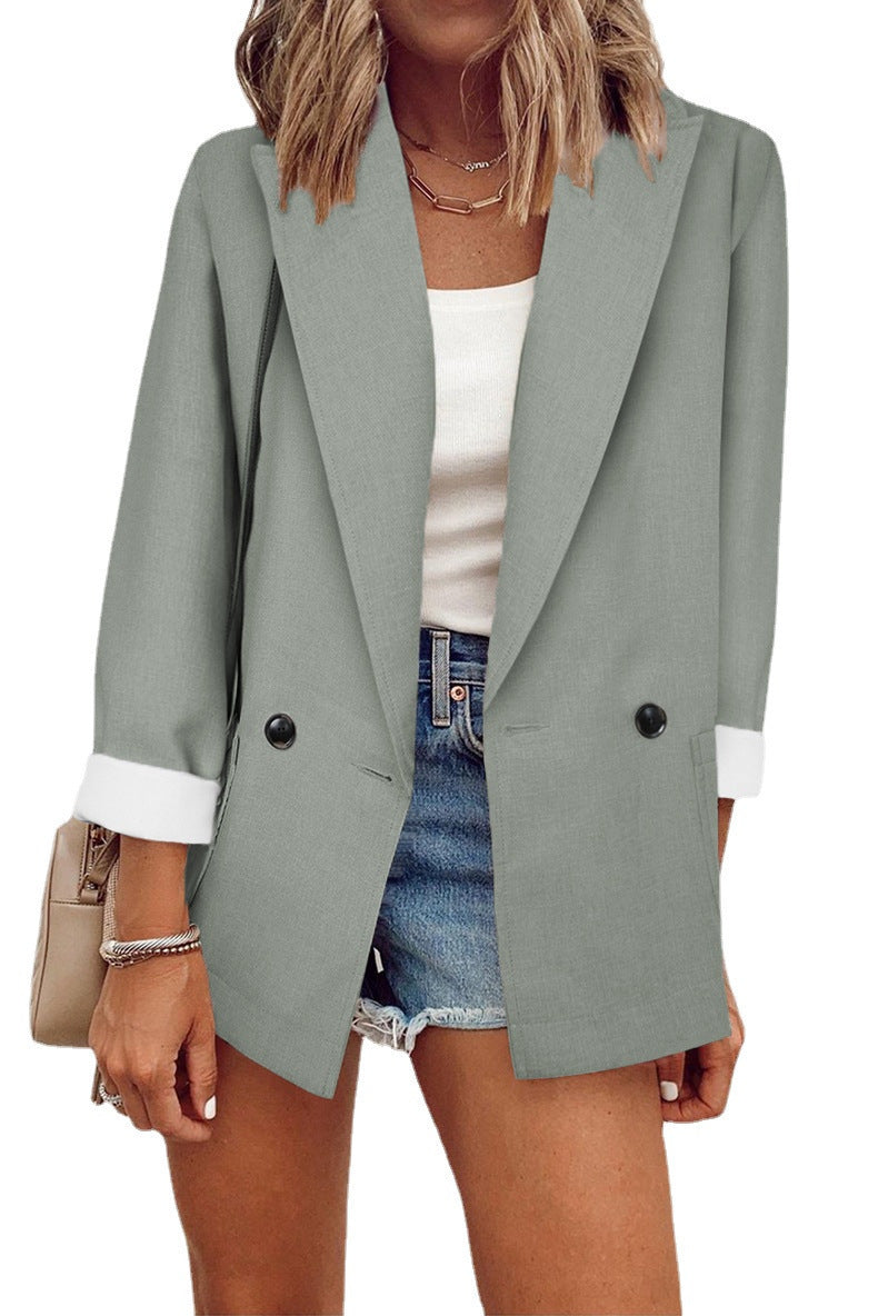 Women's Solid Color Small Suit One Piece Long Sleeve Spring And Autumn Blazer