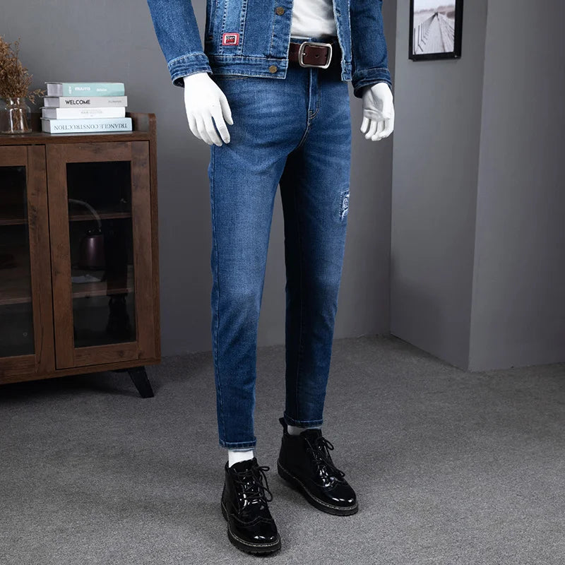 Cargo Mens Denim Jackets Jeans Two Piece Set Spring Autumn Casual Men Slim Fit Long Sleeve Outerwear Pencil Pants Matching Sets