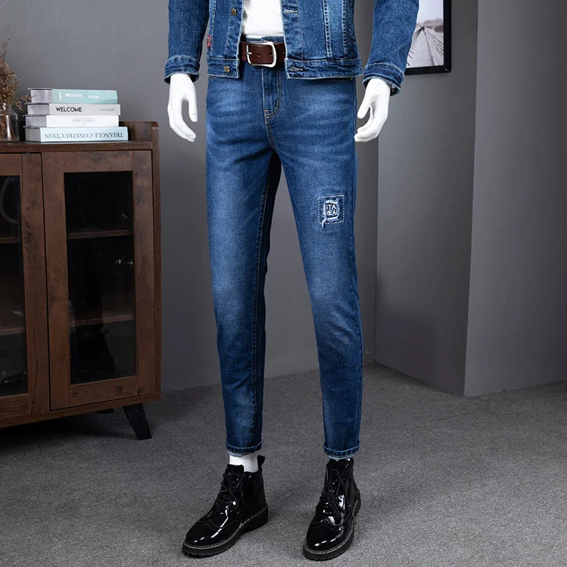 Cargo Mens Denim Jackets Jeans Two Piece Set Spring Autumn Casual Men Slim Fit Long Sleeve Outerwear Pencil Pants Matching Sets