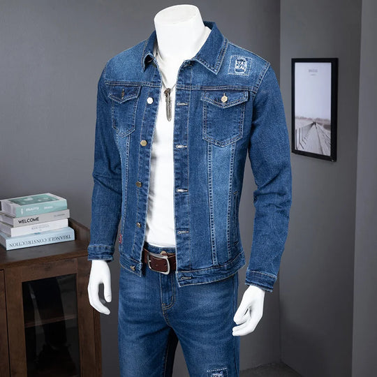 Cargo Mens Denim Jackets Jeans Two Piece Set Spring Autumn Casual Men Slim Fit Long Sleeve Outerwear Pencil Pants Matching Sets