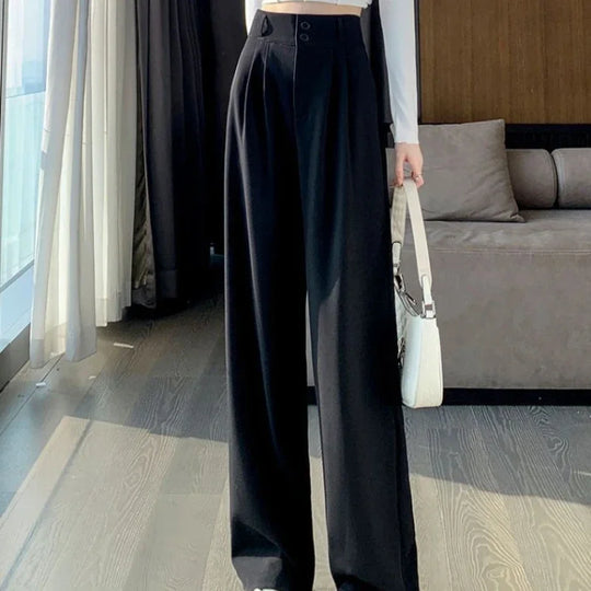 Mayla - Wide Leg Formal Trousers - High Waist Style