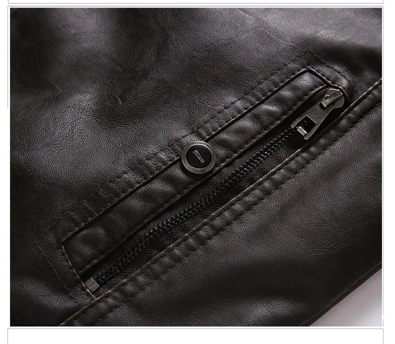 MaiDangDi Winter Men's Washed Leather Jacket European and American Casual Thickened Men's Coat Men's Thick Leather Jacket