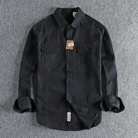 Men Workwear Military Long Sleeve Cotton Shirts. Casual Loose Handsome Versatile Male Cargo and Big Pocket Woven Shirt Jackets