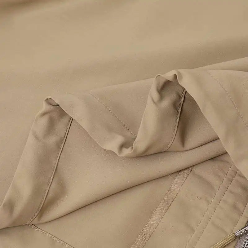 Men's Solid Color Lapel Long Sleeve Jackets. Pockets Zipper Cargo Coats Fashion Outerwear