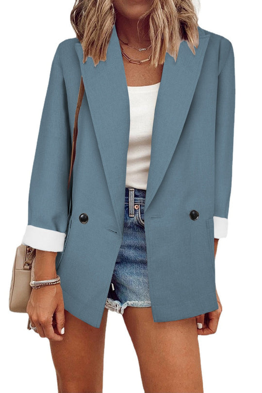 Women's Solid Color Small Suit One Piece Long Sleeve Spring And Autumn Blazer