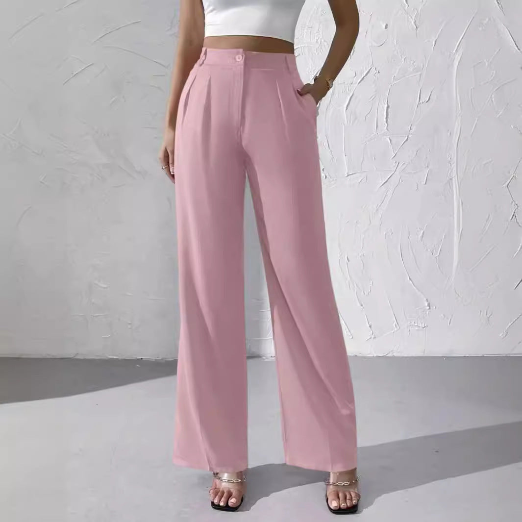 Women's Fashionable Elegant Solid Color Suit Pants