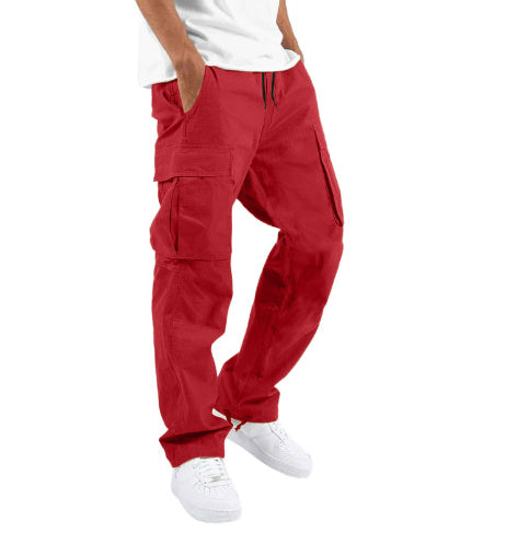 Men's Workwear Drawstring Multi-pocket Casual Pants