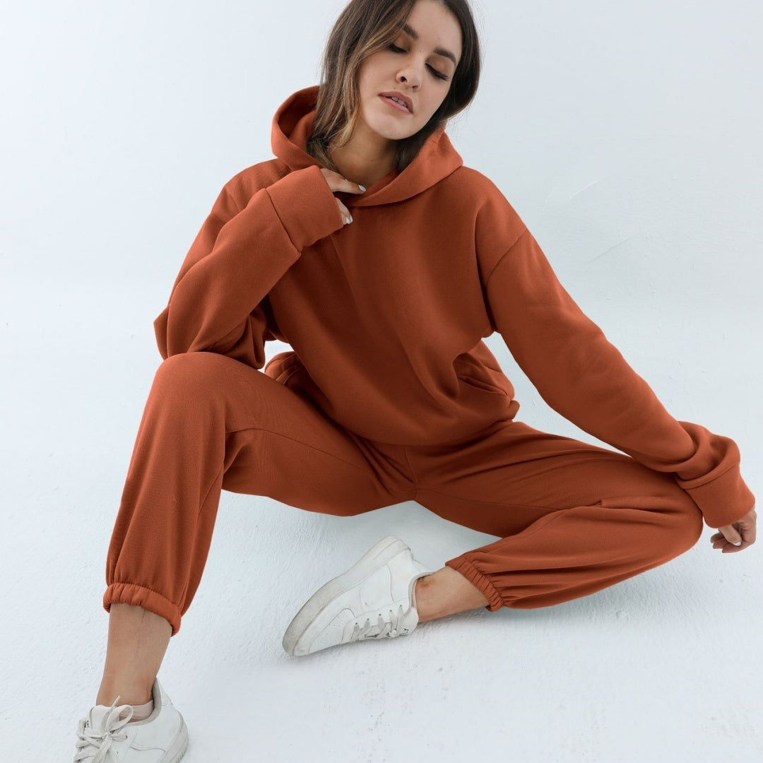 Women's Casual Hooded Sweater Two-piece Tracksuit