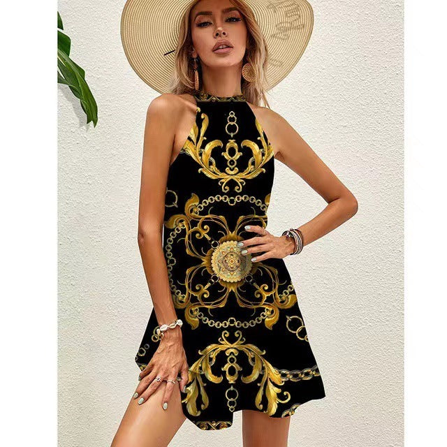 Printed Elegant Round Neck Dress