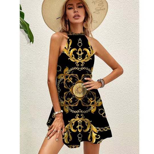 Printed Elegant Round Neck Dress