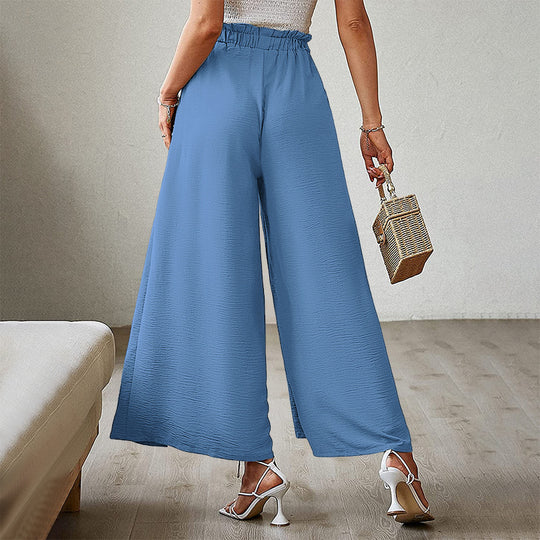 Bow High Waist Pleated Wide Leg Pants