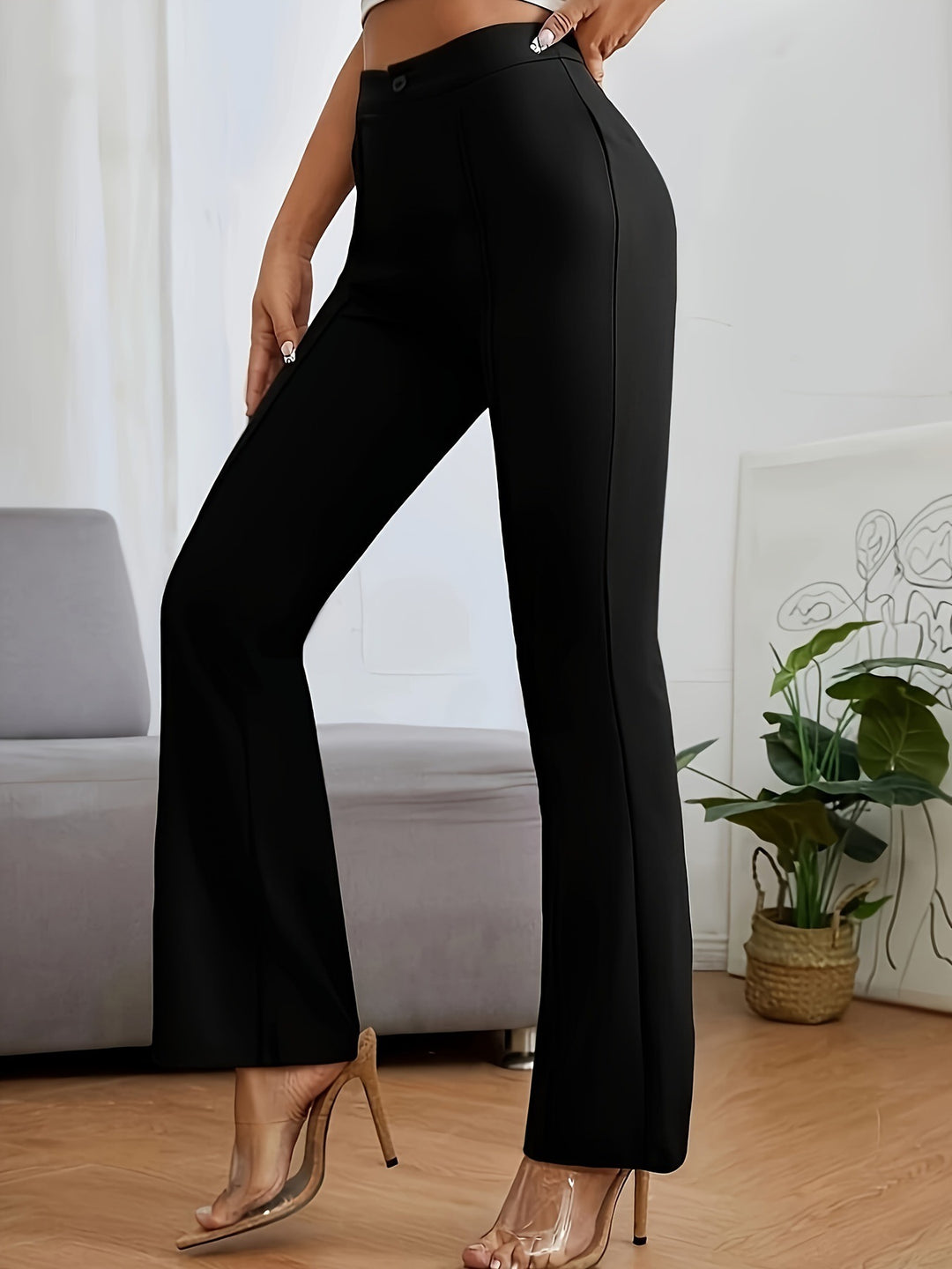 Hip Raise Slimming Waistband Straight Pants