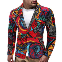 Men's Casual Cotton And Linen Printed Coat