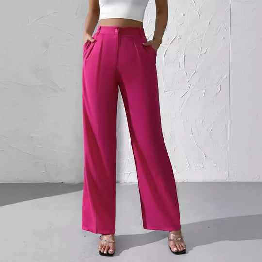 Women's Fashionable Elegant Solid Color Suit Pants